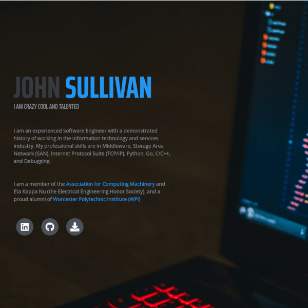 John F Sullivan Software engineer Resume Site